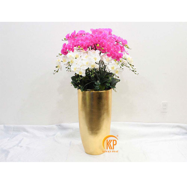 fiberglass pot and artificial flower 00008