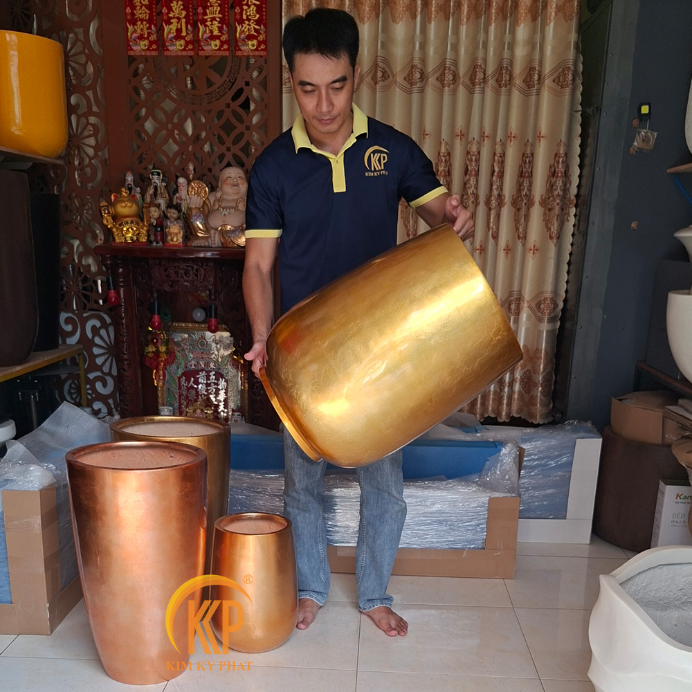 chậu composite dát vàng cao cấp KKP